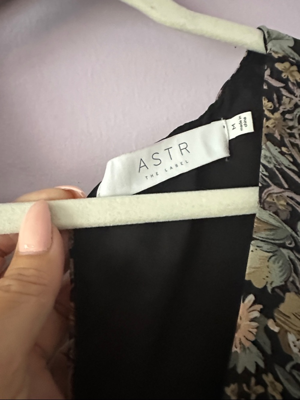 Astr Floral Long Sleeve Ruffle Dress - Black & Cream - Picture 2 of 3